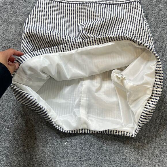 Theory Skirt Womens 00 White Blue Virgin Wool Blend Bubble A-Lined Back Zip Mini - Picture 6 of 10